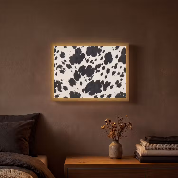Patroon - Vacht - Zwart - Wit Light Box met batterij (Wandlamp) middel -sfeer4