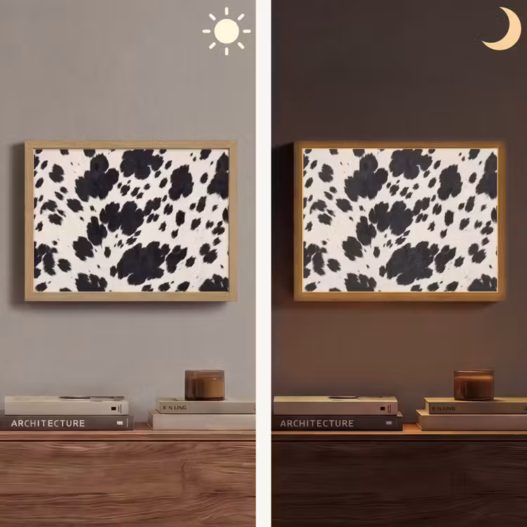 Patroon - Vacht - Zwart - Wit Light Box met batterij (Wandlamp) middel -sfeer3