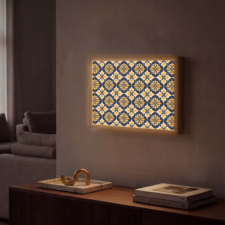 Patroon - Siertegel - Kleurrijk Light Box met batterij (Wandlamp) middel 907 -sfeer1