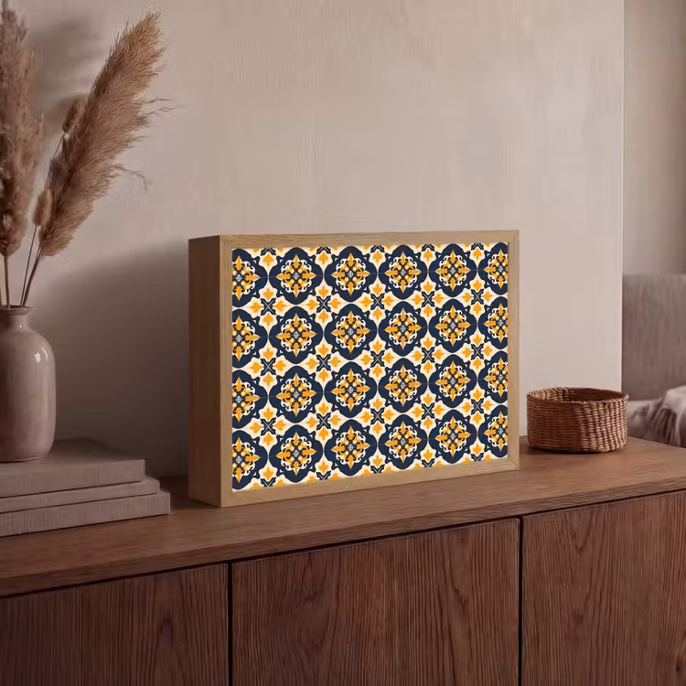 Patroon - Siertegel - Kleurrijk Light Box met batterij (Wandlamp) middel 907 -sfeer2