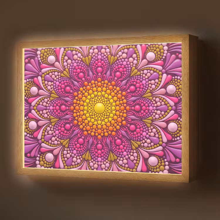 Patroon - Stippen - Abstract - Kleurrijk Light Box met batterij (Wandlamp) middel -z3d_website