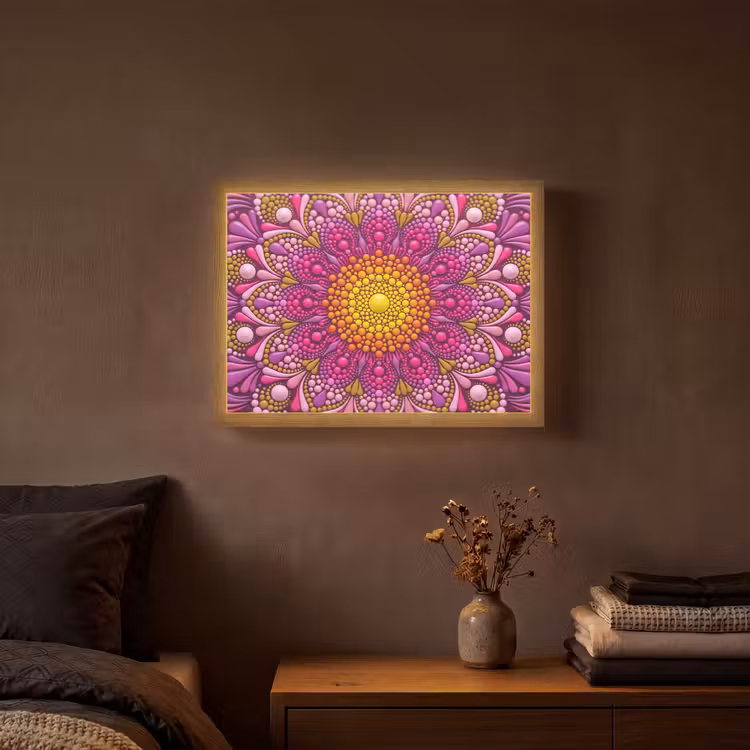 Patroon - Stippen - Abstract - Kleurrijk Light Box met batterij (Wandlamp) middel -sfeer4