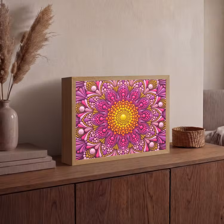 Patroon - Stippen - Abstract - Kleurrijk Light Box met batterij (Wandlamp) middel -sfeer2