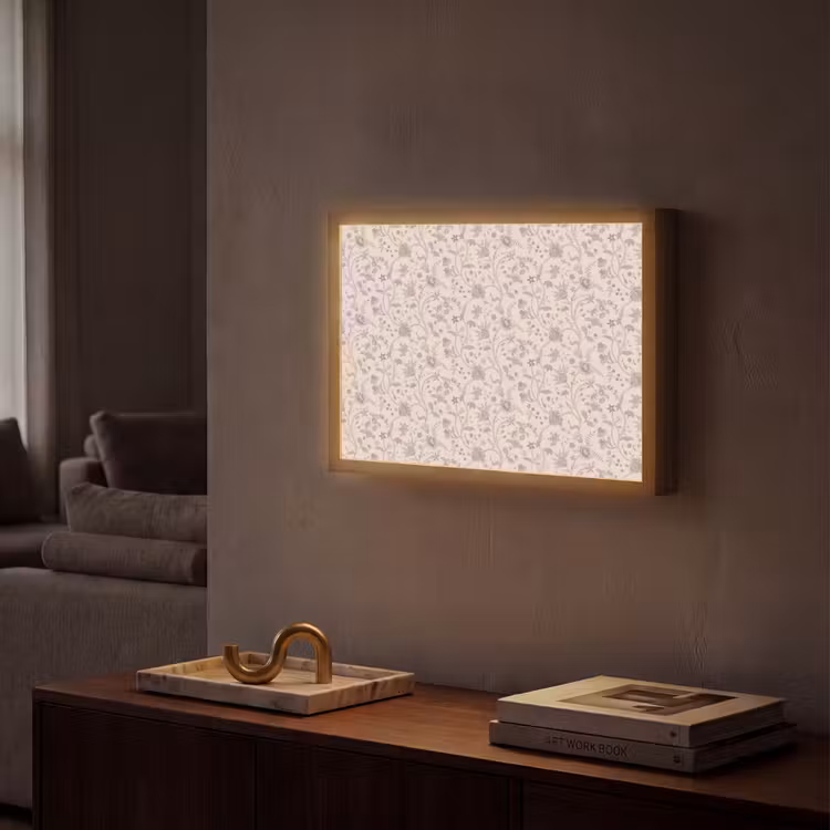 Patroon - Bloemen - Paars Light Box met batterij (Wandlamp) middel 907 -sfeer1