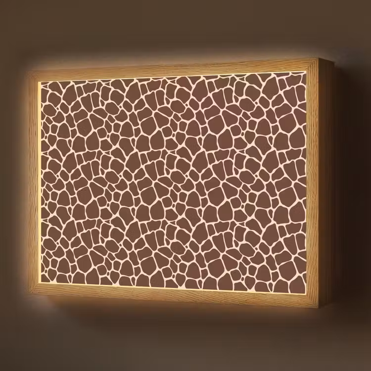 Patroon - Giraf - Bruin Light Box met batterij (Wandlamp) middel 907 -z3d_website