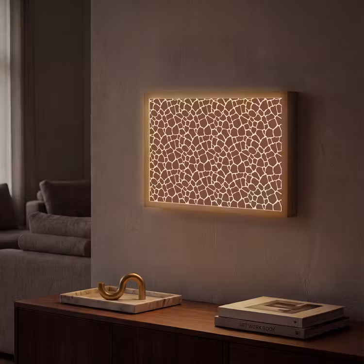 Patroon - Giraf - Bruin Light Box met batterij (Wandlamp) middel 907 -sfeer1