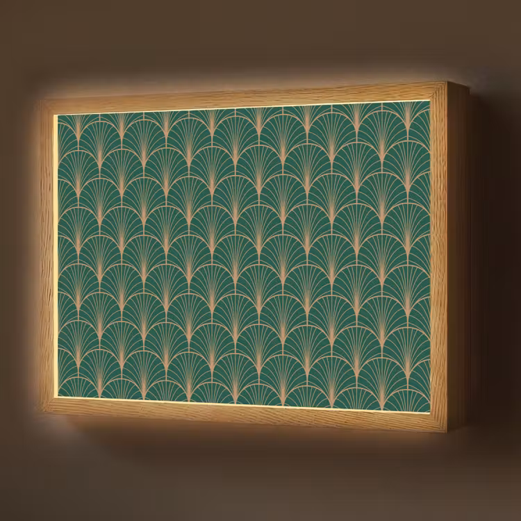 Patroon - Groen - Goud - Symmetrisch Light Box met batterij (Wandlamp) middel 907 -z3d_website