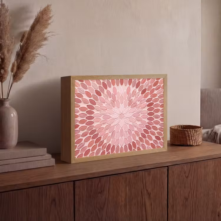 Patroon - Mozaïek - Ovaal - Abstract - Roze Light Box met batterij (Wandlamp) middel -sfeer2
