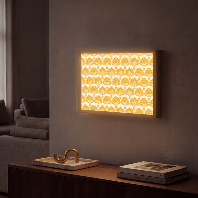 Patroon - Motief - Geel Light Box met batterij (Wandlamp) middel 907 -sfeer1
