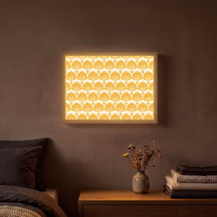 Patroon - Motief - Geel Light Box met batterij (Wandlamp) middel 907 -sfeer4