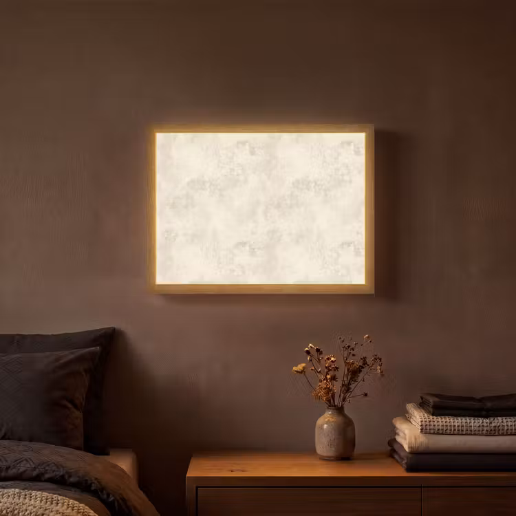 Patroon - Organisch - Beige Light Box met batterij (Wandlamp) middel 907 -sfeer4