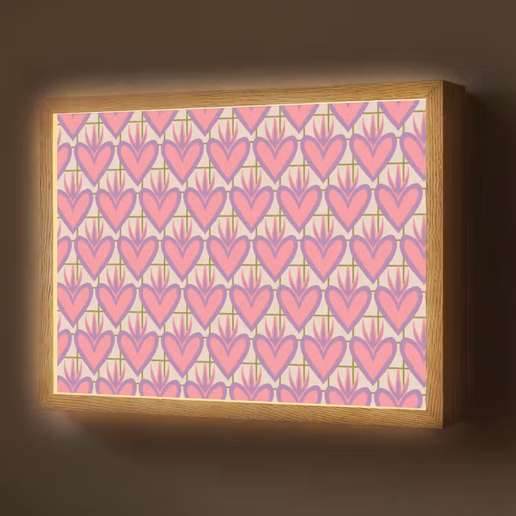 Patroon - Roze - Hartjes Light Box met batterij (Wandlamp) middel 907 -z3d_website
