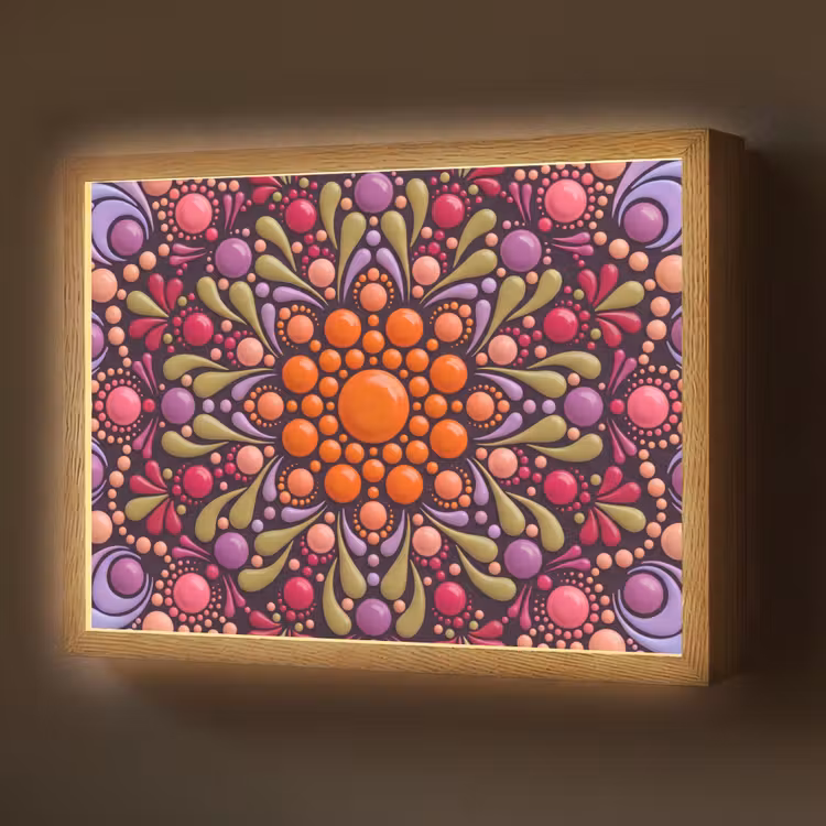 Patroon - Stippen - Abstract - Modern - Kleurrijk Light Box met batterij (Wandlamp) middel -z3d_website