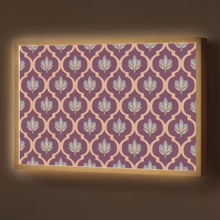 Patroon - Paars - Bloem Light Box met batterij (Wandlamp) middel -z3d_website