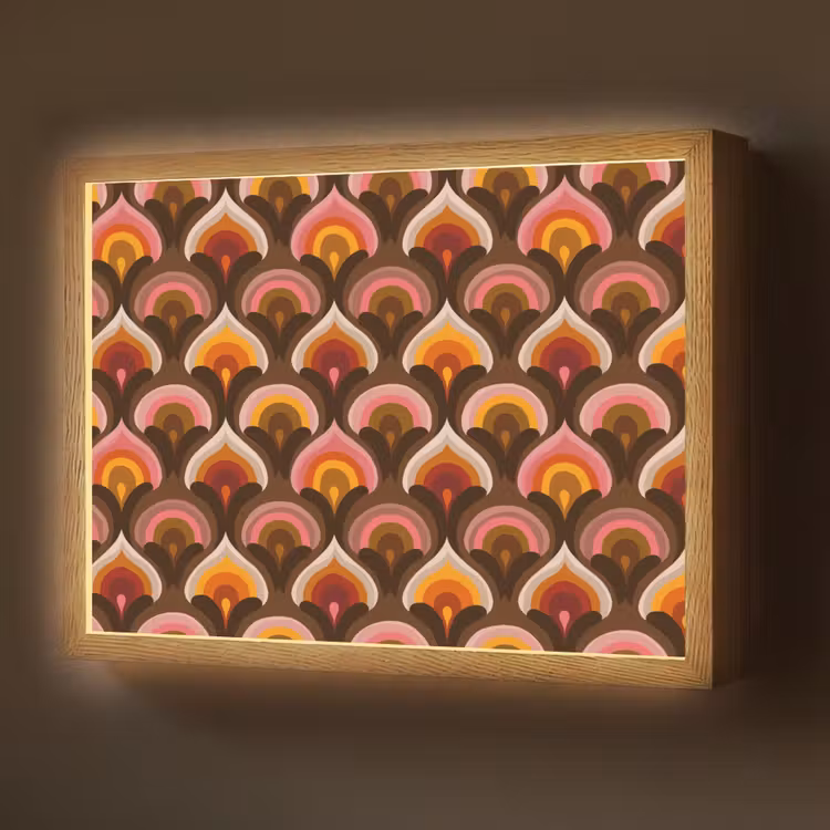 Patroon - Retro - Kleurrijk Light Box met batterij (Wandlamp) middel 907 -z3d_website