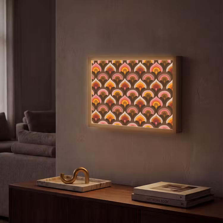 Patroon - Retro - Kleurrijk Light Box met batterij (Wandlamp) middel 907 -sfeer1