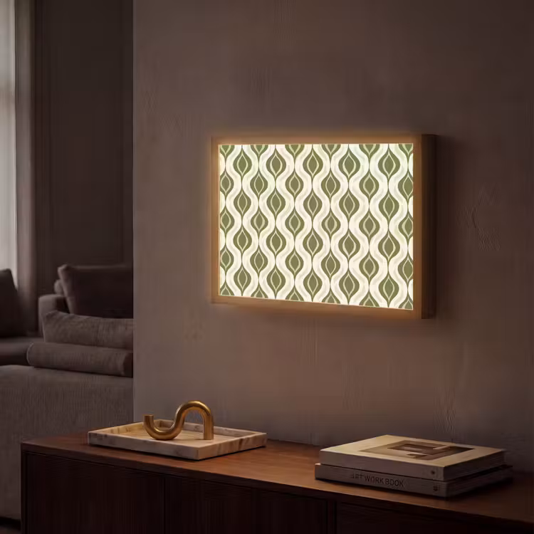 Patroon - Retro - Groen Light Box met batterij (Wandlamp) middel 907 -sfeer1