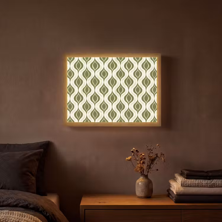 Patroon - Retro - Groen Light Box met batterij (Wandlamp) middel 907 -sfeer4