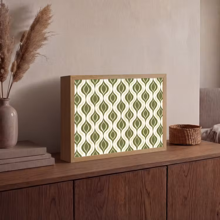 Patroon - Retro - Groen Light Box met batterij (Wandlamp) middel 907 -sfeer2
