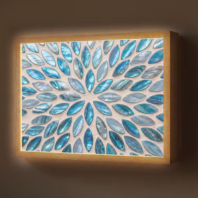 Patroon - Glans - Abstract - Blauw - Decoratie Light Box met batterij (Wandlamp) middel -z3d_website
