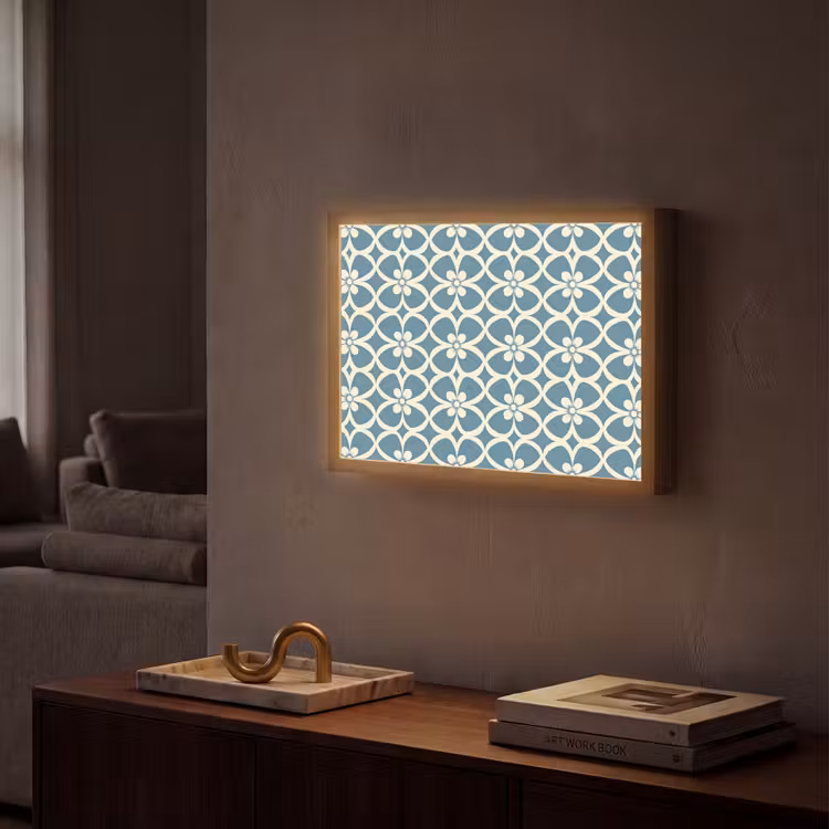 Patroon - Symmetrisch - Blauw Light Box met batterij (Wandlamp) middel 907 -sfeer1