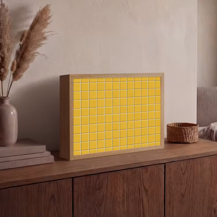 Patroon - Tegel - Okergeel Light Box met batterij (Wandlamp) middel 907 -sfeer2