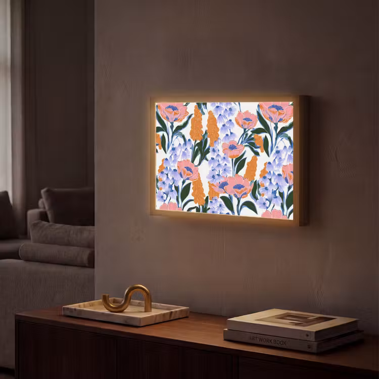 Patroon - Aquarel - Kleurrijk Light Box met batterij (Wandlamp) middel 907 -sfeer1