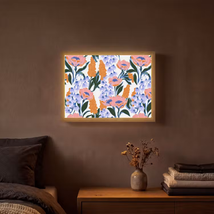 Patroon - Aquarel - Kleurrijk Light Box met batterij (Wandlamp) middel 907 -sfeer4
