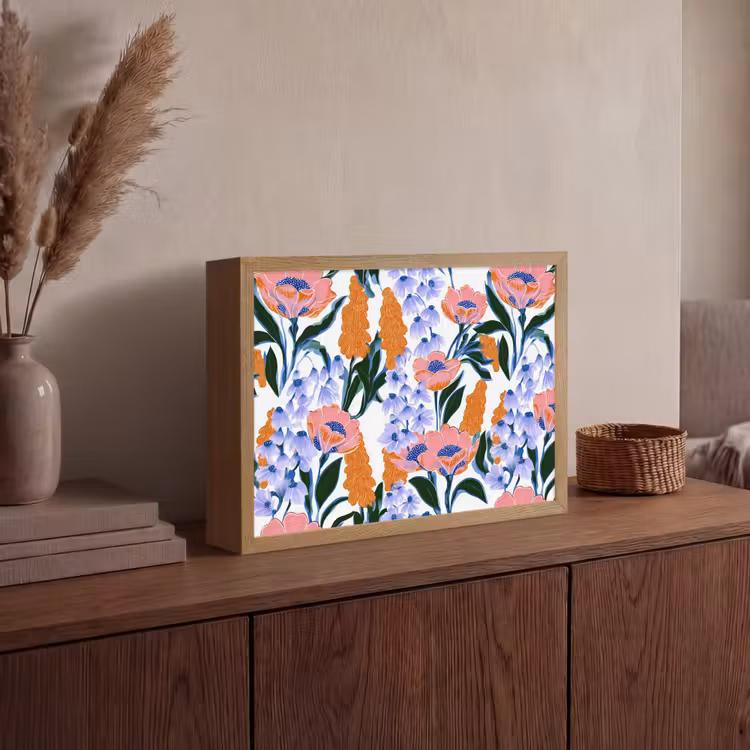 Patroon - Aquarel - Kleurrijk Light Box met batterij (Wandlamp) middel 907 -sfeer2