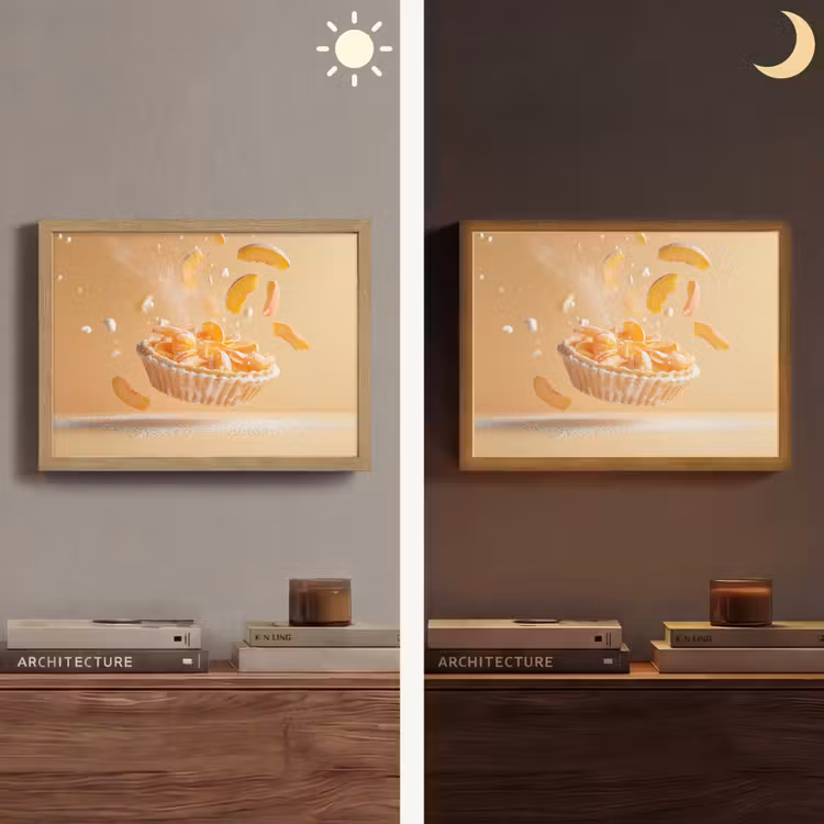 Peach - Eten - Taart - Oranje Light Box met batterij (Wandlamp) middel -sfeer3