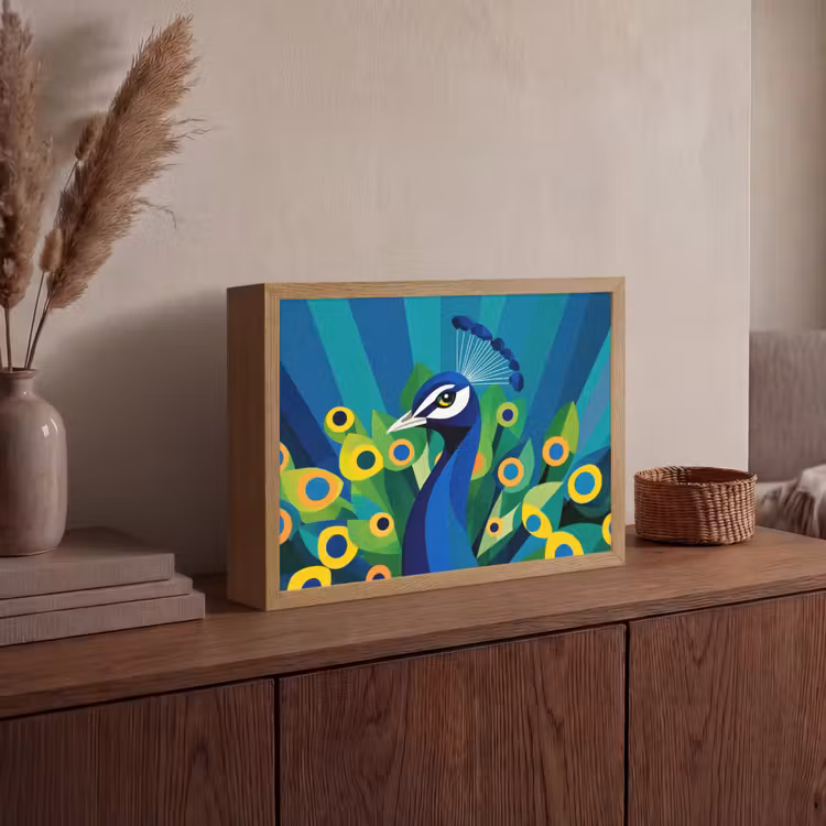 Pauw - Cirkels - Blauw Light Box met batterij (Wandlamp) middel -sfeer2