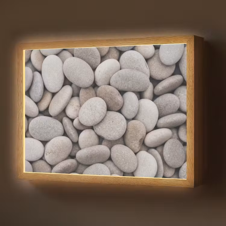 Kiezels - Stenen - Grijs Light Box met batterij (Wandlamp) middel -z3d_website