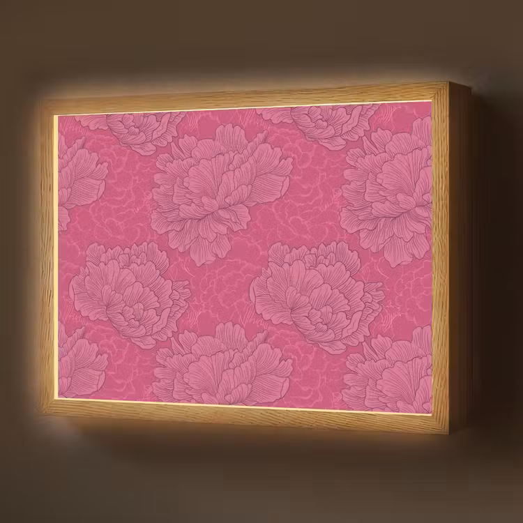 Pioenrozen - Energiek - Roze Light Box met batterij (Wandlamp) middel 907 -z3d_website