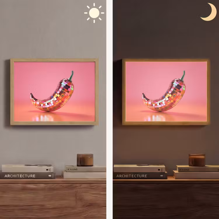 Peper - Disco - Rood - Glitter Light Box met batterij (Wandlamp) middel -sfeer3