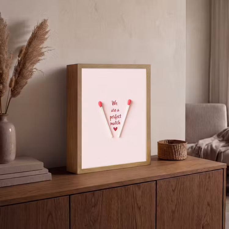 Perfect - Minimalistisch - Valentijn Light Box met batterij (Wandlamp) middel -sfeer2