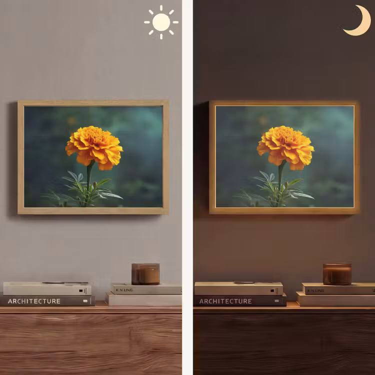 Bloemblaadjes - Afrikaan - Oranje - Wazig Light Box met batterij (Wandlamp) middel -sfeer3