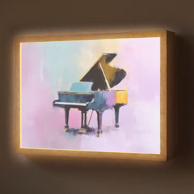 Piano - Pastel - Elegant - Dromerig Light Box met batterij (Wandlamp) middel -z3d_website