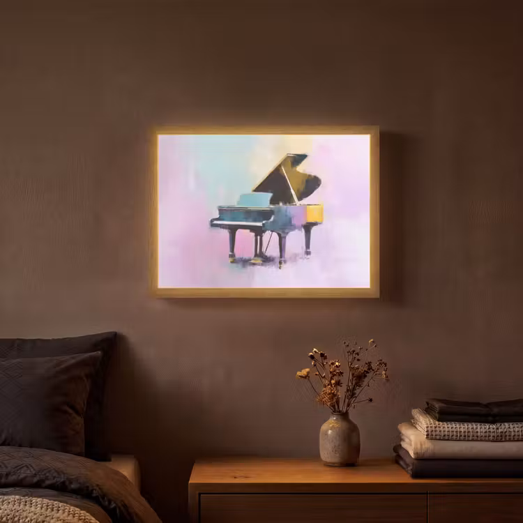 Piano - Pastel - Elegant - Dromerig Light Box met batterij (Wandlamp) middel -sfeer4