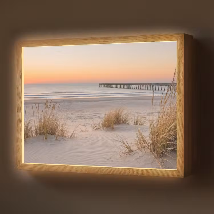 Pier - Zonsondergang - Strand Light Box met batterij (Wandlamp) middel -z3d_website