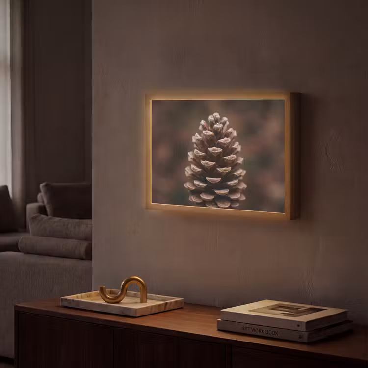 Dennenappel - Bos - Herfst - Bruin - Sfeervol Light Box met batterij (Wandlamp) middel -sfeer1