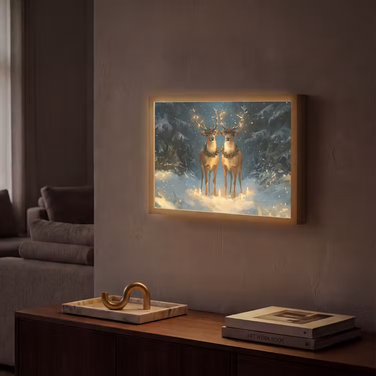 Dennensprookje - Rendier - Nacht Light Box met batterij (Wandlamp) middel -sfeer1