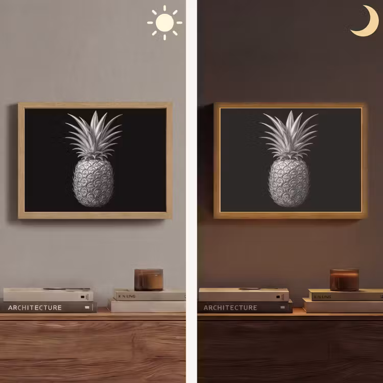 Ananas - Gedetailleerd - Bladeren Light Box met batterij (Wandlamp) middel -sfeer3