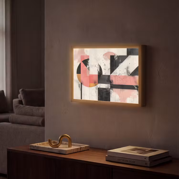 Roze - Abstract - Aesthetic - Modern - Vormen Light Box met batterij (Wandlamp) middel -sfeer1