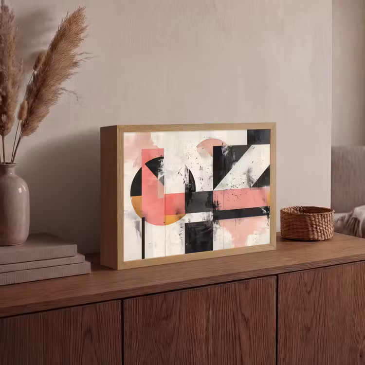 Roze - Abstract - Aesthetic - Modern - Vormen Light Box met batterij (Wandlamp) middel -sfeer2