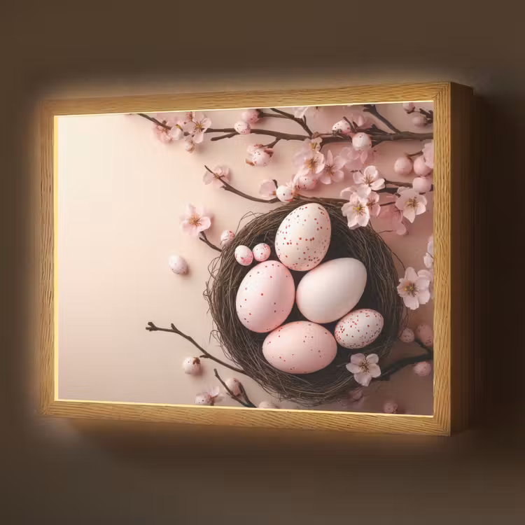 Roze - Bloesems - Eieren Light Box met batterij (Wandlamp) middel -z3d_website
