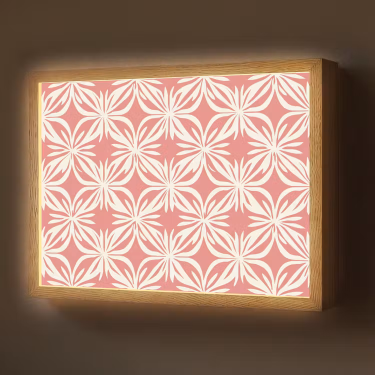 Roze - Bloemenmotief - Wit - Modern Light Box met batterij (Wandlamp) middel 907 -z3d_website