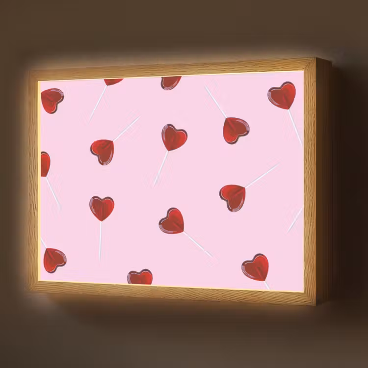 Roze - Hart - Lolly - Snoep Light Box met batterij (Wandlamp) middel -z3d_website