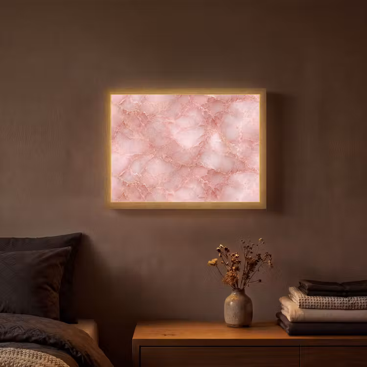 Roze - Kwarts - Goud - Marmer Light Box met batterij (Wandlamp) middel 907 -sfeer4