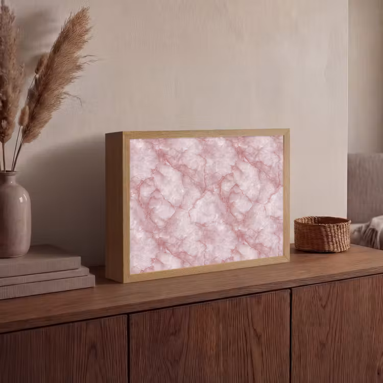 Roze - Kwartsmarmer - Aders Light Box met batterij (Wandlamp) middel 907 -sfeer2