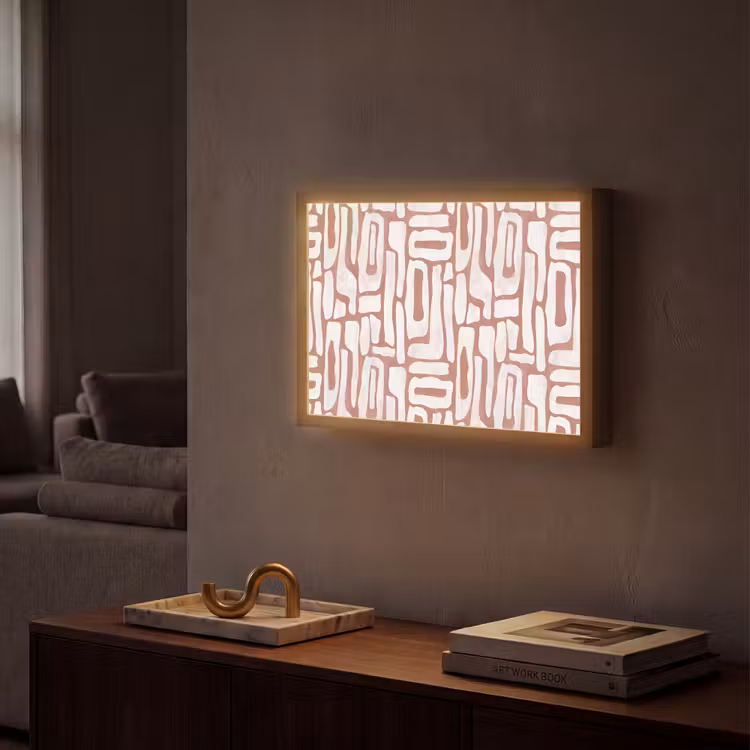 Roze - Wit - Organisch Light Box met batterij (Wandlamp) middel 907 -sfeer1